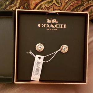 Coach Circular Golden Stud Earrings